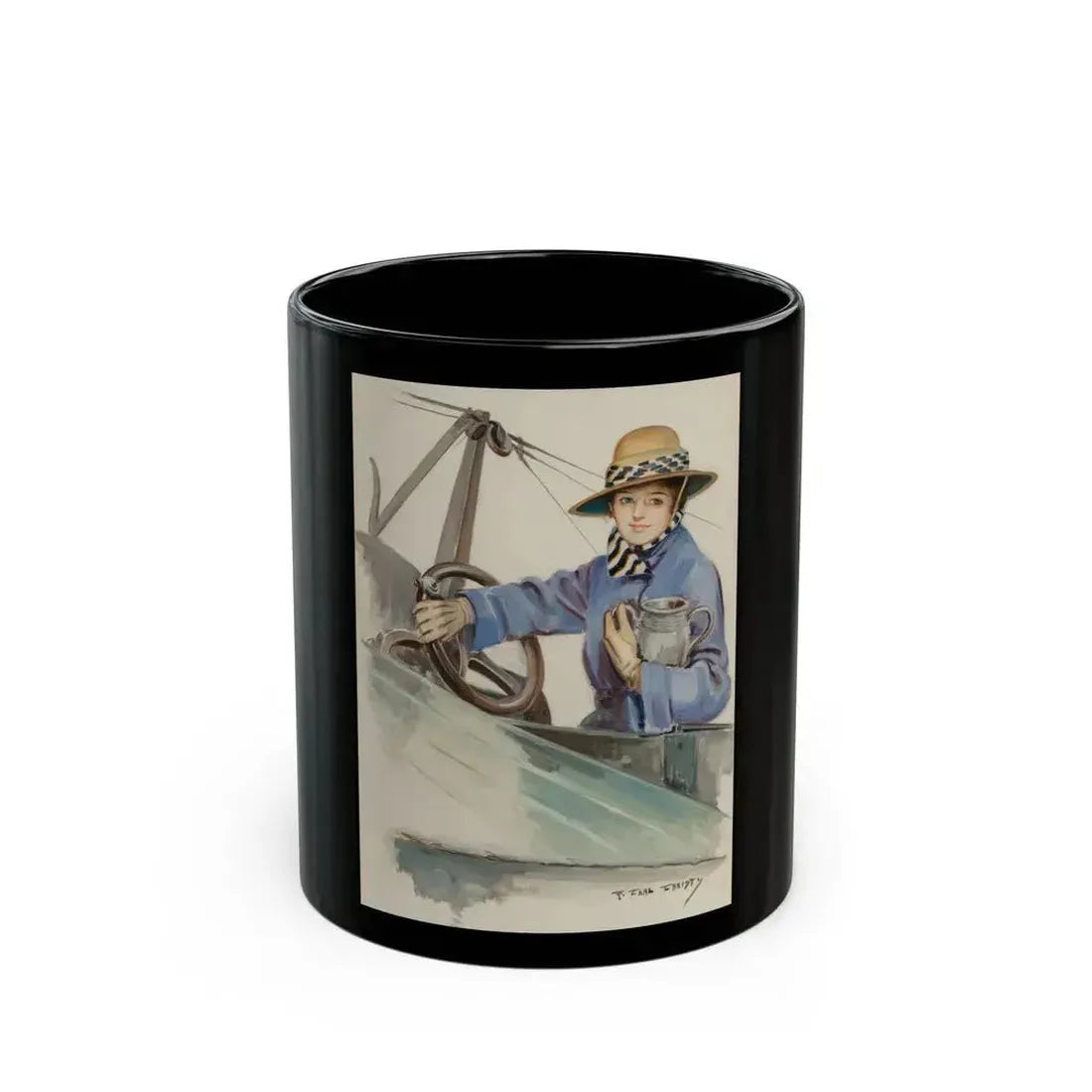 Aeroplane Girl - Black Coffee Mug 11oz - Go Mug Yourself