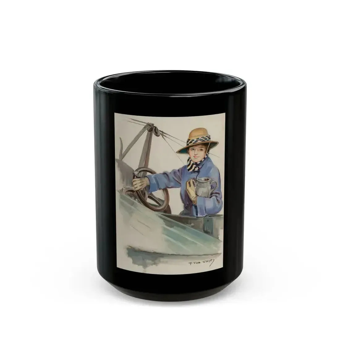 Aeroplane Girl - Black Coffee Mug 15oz - Go Mug Yourself