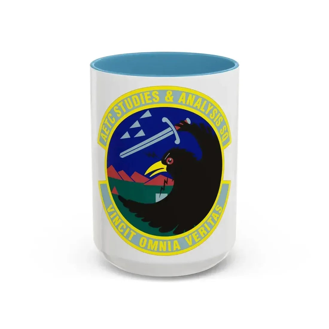 AETC Studies & Analysis Squadron (U.S. Air Force) Accent Coffee Mug 15oz Light Blue - Go Mug Yourself