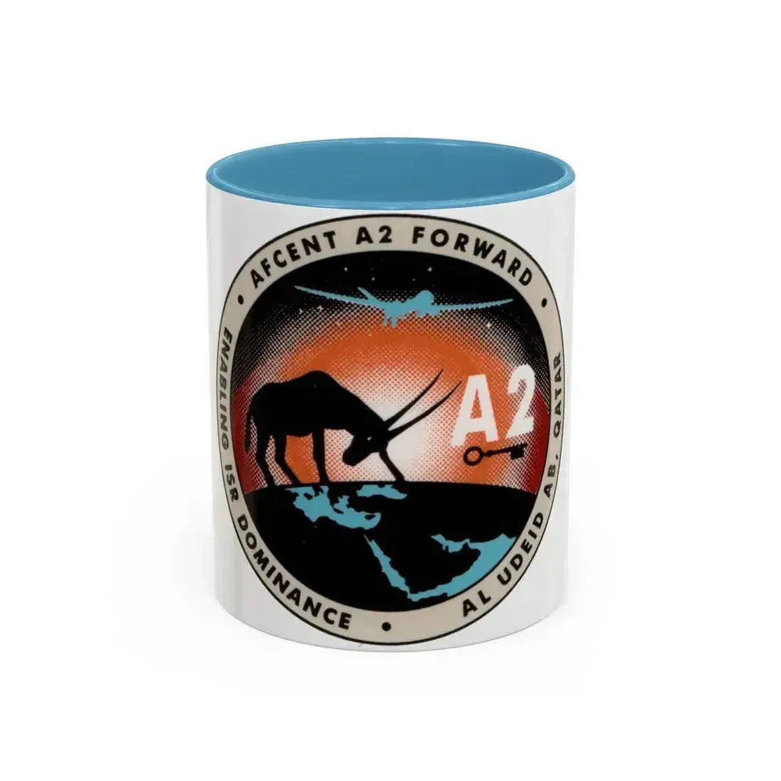 AFCENT A2 Forward (U.S. Air Force) Accent Coffee Mug 11oz Light Blue - Go Mug Yourself