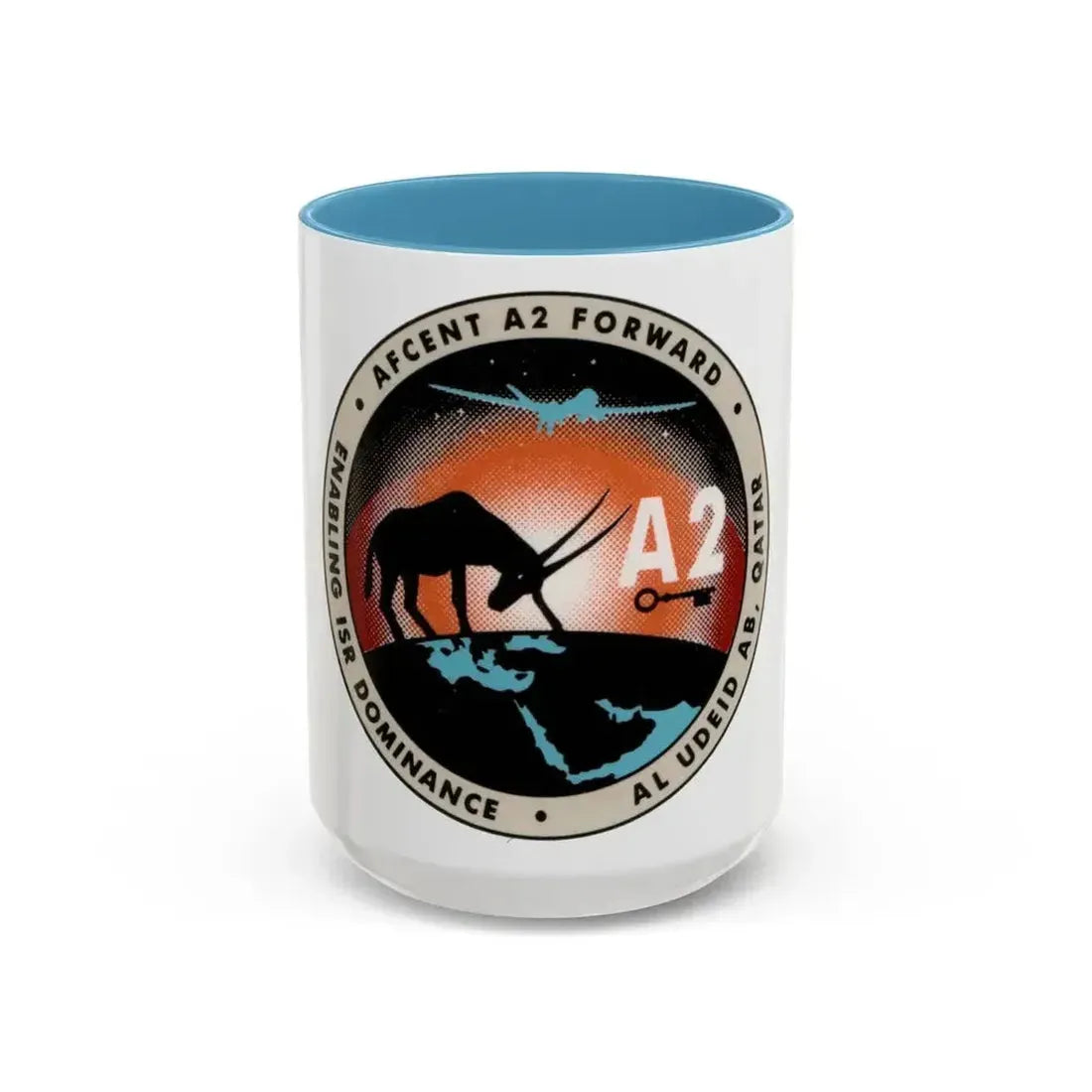 AFCENT A2 Forward (U.S. Air Force) Accent Coffee Mug 15oz Light Blue - Go Mug Yourself