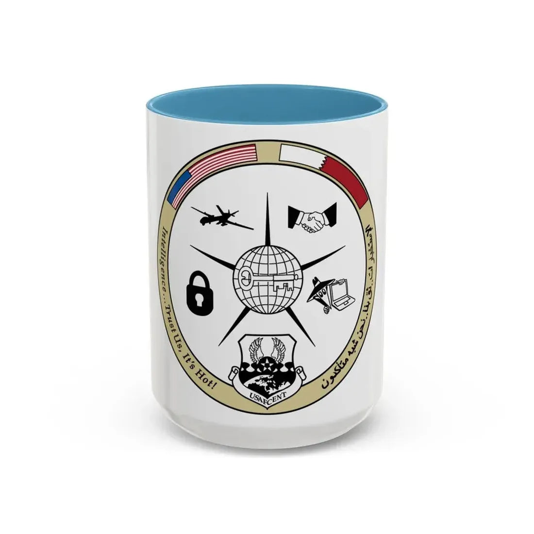 AFCENT Intelligence (U.S. Air Force) Accent Coffee Mug 15oz Light Blue - Go Mug Yourself