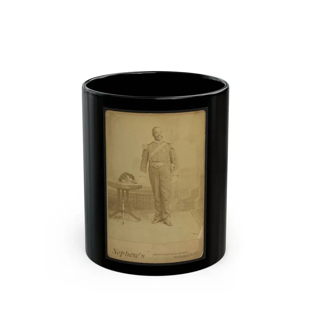 African American Soldier, Full-Length Portrait, Wearing Gar Medal, Standing Next To Table (U.S. Civil War) Black Coffee Mug 11oz - Go Mug Yourself