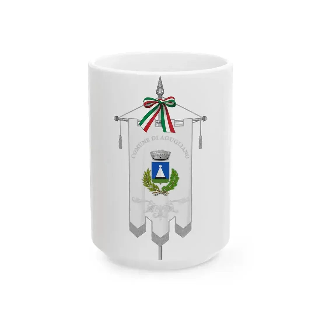 Agugliano-Gonfalone (Italy) White Coffee Mug 15oz - Go Mug Yourself