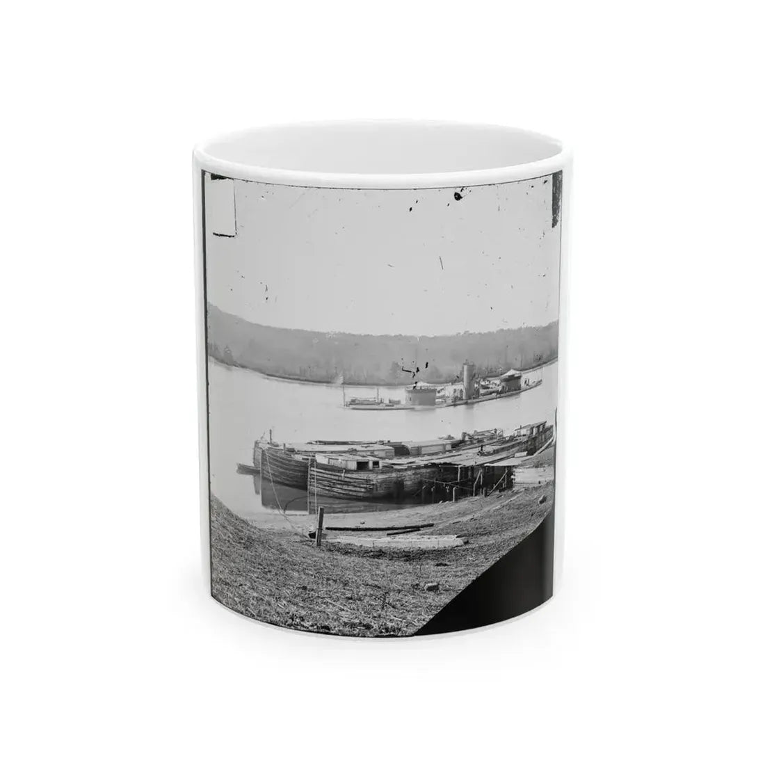 Aiken's Landing, Va. Double-Turreted Monitor U.S.S. Onondaga On The James (U.S. Civil War) White Coffee Mug 11oz - Go Mug Yourself