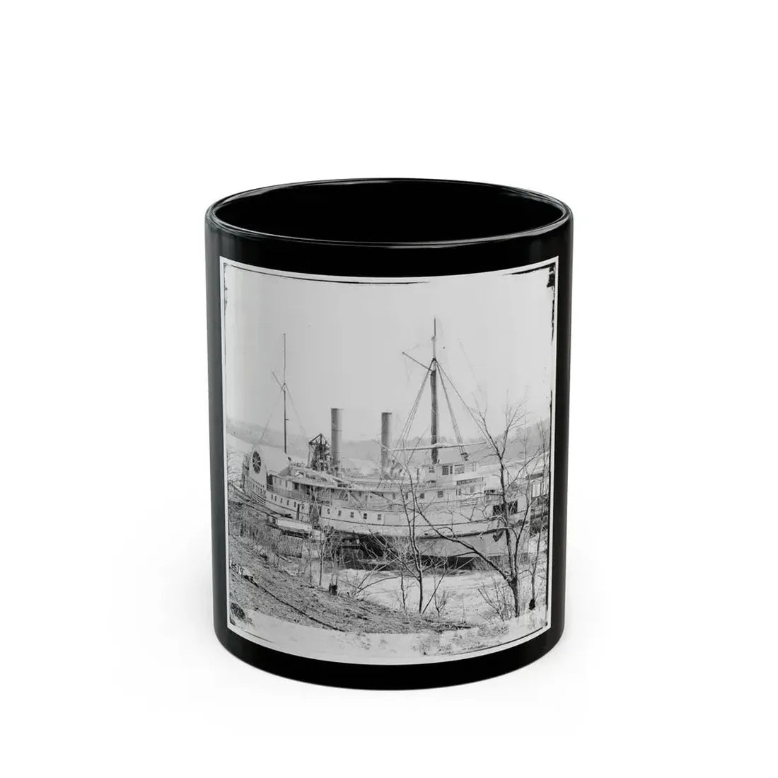 Aiken's Landing, Va. Steamer New York Waiting For Exchange Of Prisoners (U.S. Civil War) Black Coffee Mug 11oz - Go Mug Yourself