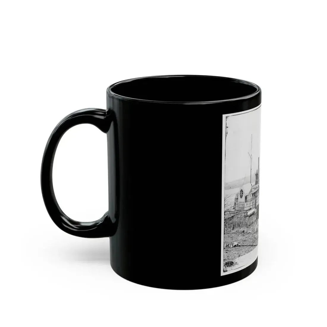 Aiken's Landing, Va. Steamer New York Waiting For Exchange Of Prisoners (U.S. Civil War) Black Coffee Mug - Go Mug Yourself