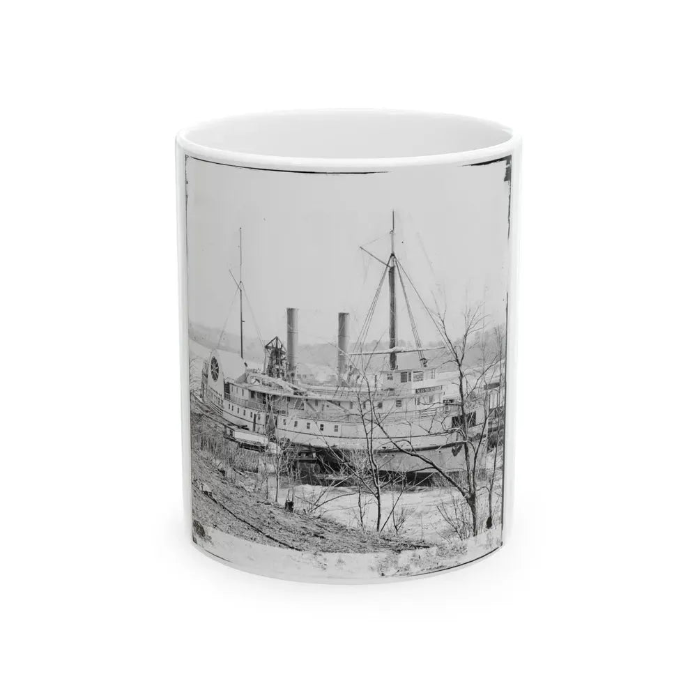 Aiken's Landing, Va. Steamer New York Waiting For Exchange Of Prisoners (U.S. Civil War) White Coffee Mug 11oz - Go Mug Yourself