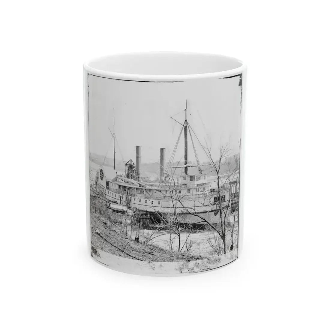 Aiken's Landing, Va. Steamer New York Waiting For Exchange Of Prisoners (U.S. Civil War) White Coffee Mug 11oz - Go Mug Yourself