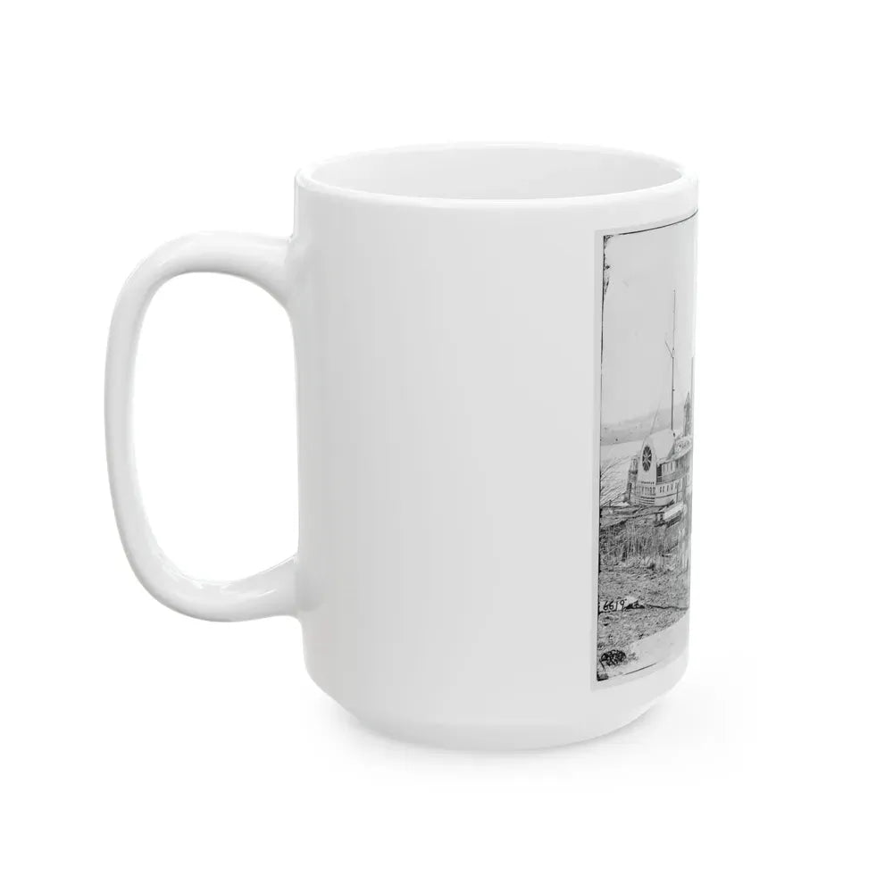 Aiken's Landing, Va. Steamer New York Waiting For Exchange Of Prisoners (U.S. Civil War) White Coffee Mug - Go Mug Yourself