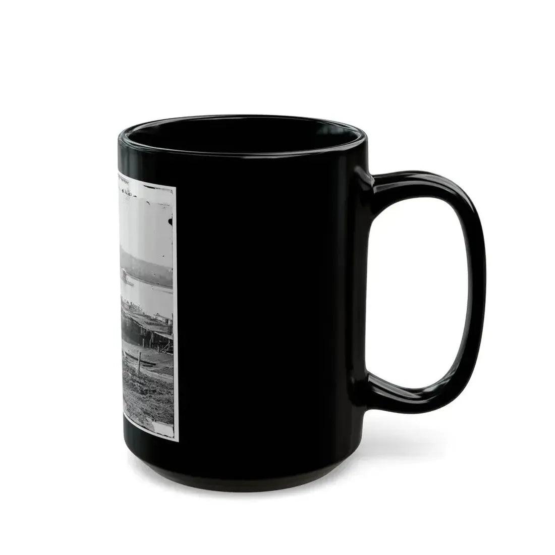 Aiken's Landing, Virginia. Double-Turreted Monitor U.S.S. On James River (U.S. Civil War) Black Coffee Mug - Go Mug Yourself