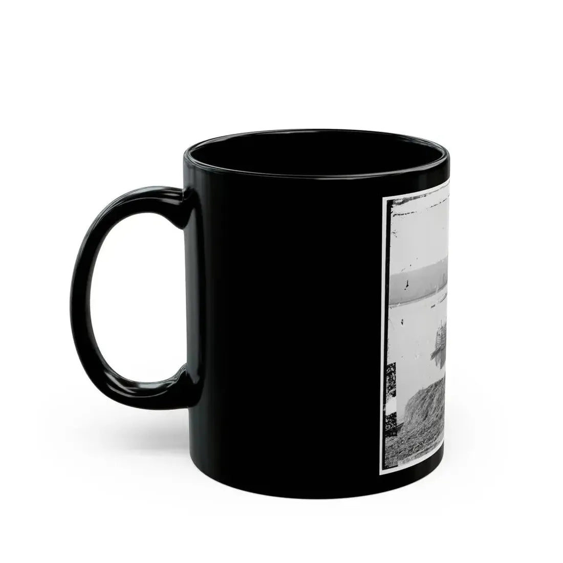 Aiken's Landing, Virginia. Double-Turreted Monitor U.S.S. On James River (U.S. Civil War) Black Coffee Mug - Go Mug Yourself