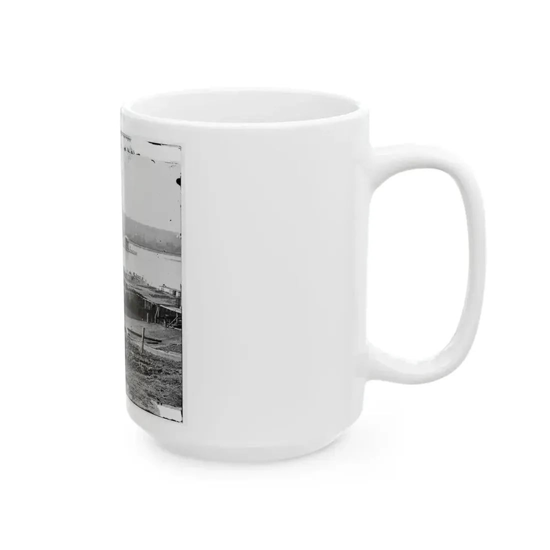 Aiken's Landing, Virginia. Double-Turreted Monitor U.S.S. On James River (U.S. Civil War) White Coffee Mug - Go Mug Yourself