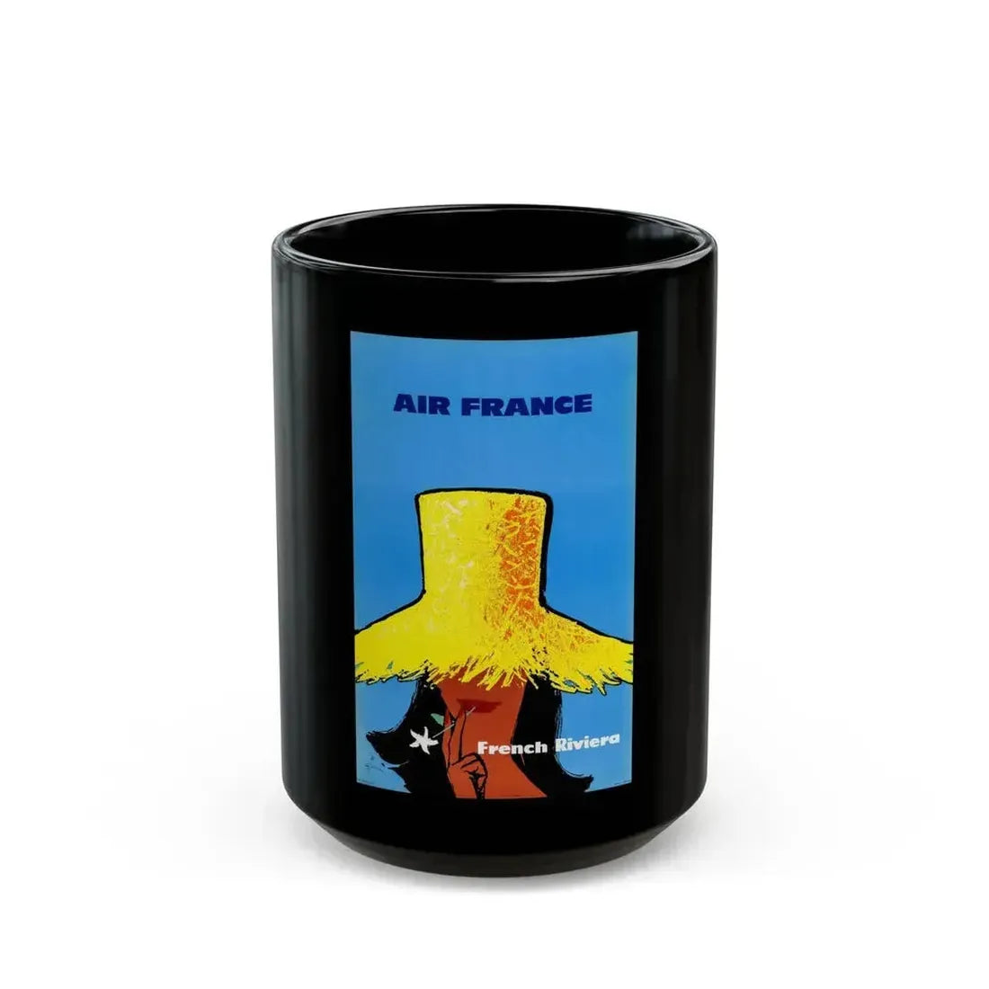 Air France, Travel Poster (1960s) - Black Coffee Mug 15oz - Go Mug Yourself