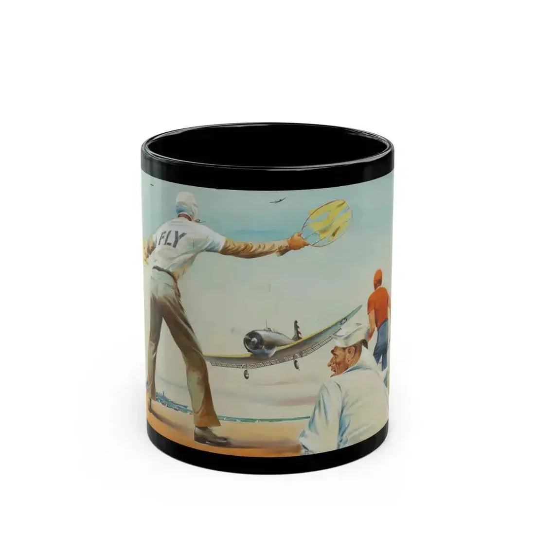 Aircraft Carrier illustration - Black Coffee Mug 11oz - Go Mug Yourself