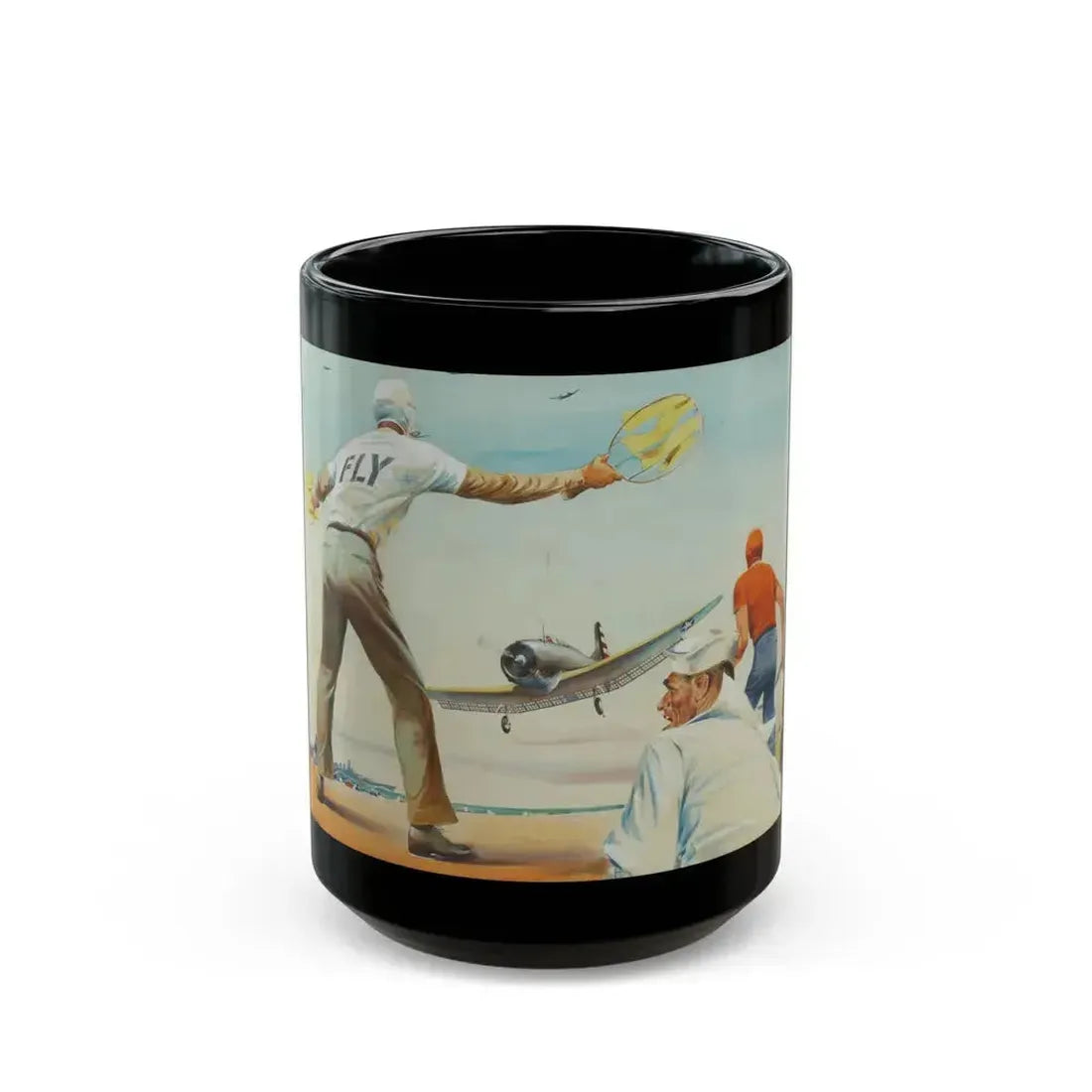Aircraft Carrier illustration - Black Coffee Mug 15oz - Go Mug Yourself