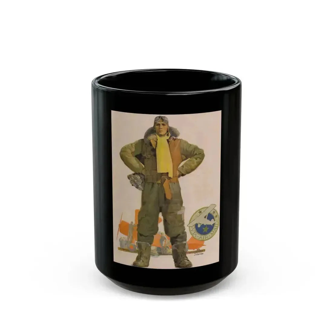 Airmail Pilot, The Saturday Evening Post, December 8, 1934 - Black Coffee Mug 15oz - Go Mug Yourself