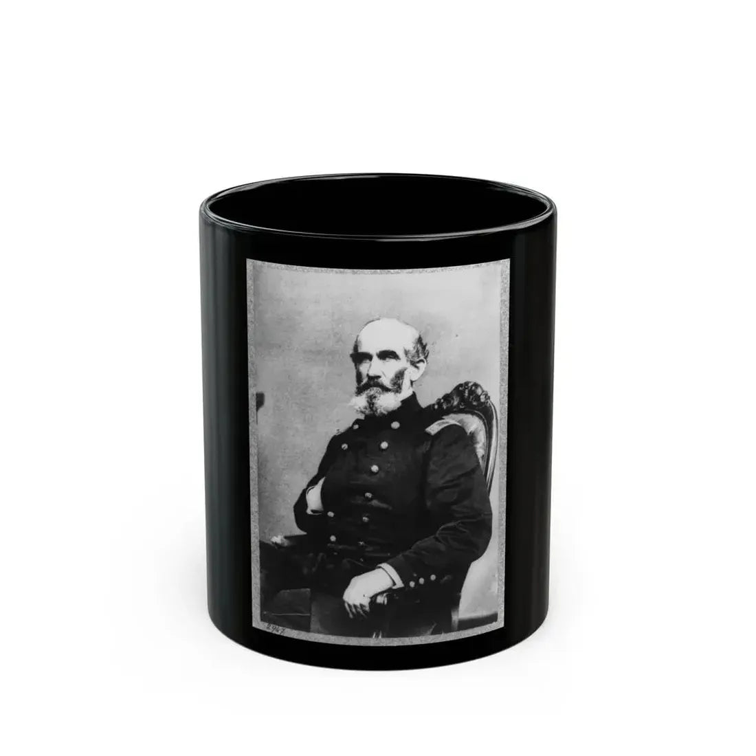 A.J. Smith, Three-Quarter Length Portrait, Seated, Facing Right, Right Hand In His Coat (U.S. Civil War) Black Coffee Mug 11oz - Go Mug Yourself