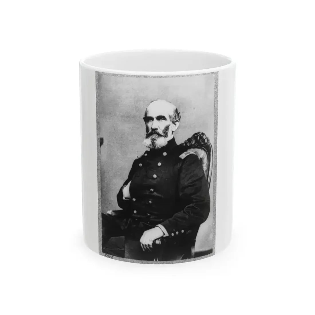 A.J. Smith, Three-Quarter Length Portrait, Seated, Facing Right, Right Hand In His Coat (U.S. Civil War) White Coffee Mug 11oz - Go Mug Yourself