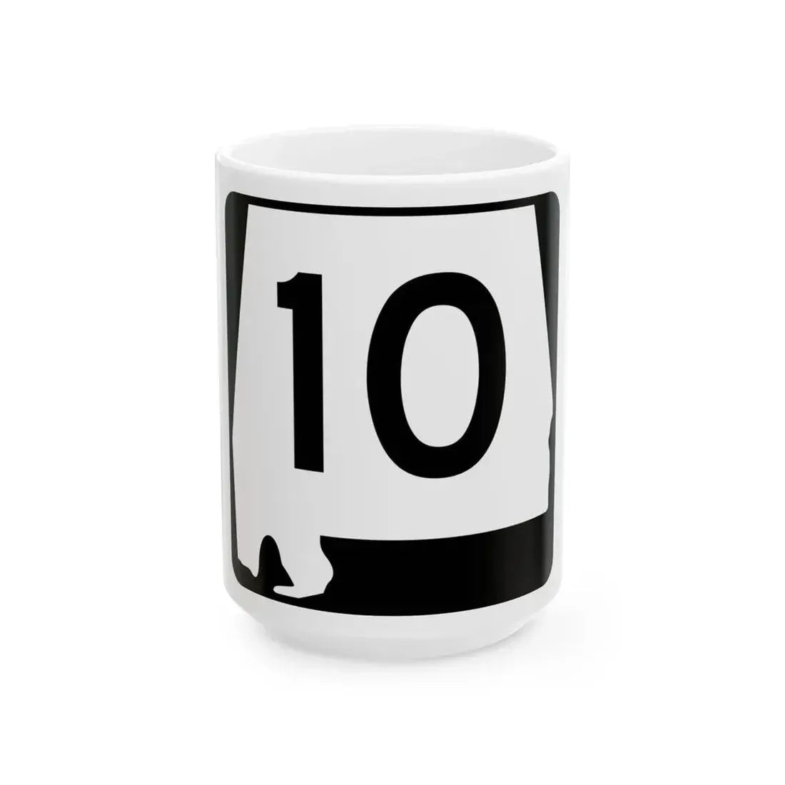 Alabama 10 (Alabama) (Road Sign) White Coffee Mug 15oz - Go Mug Yourself
