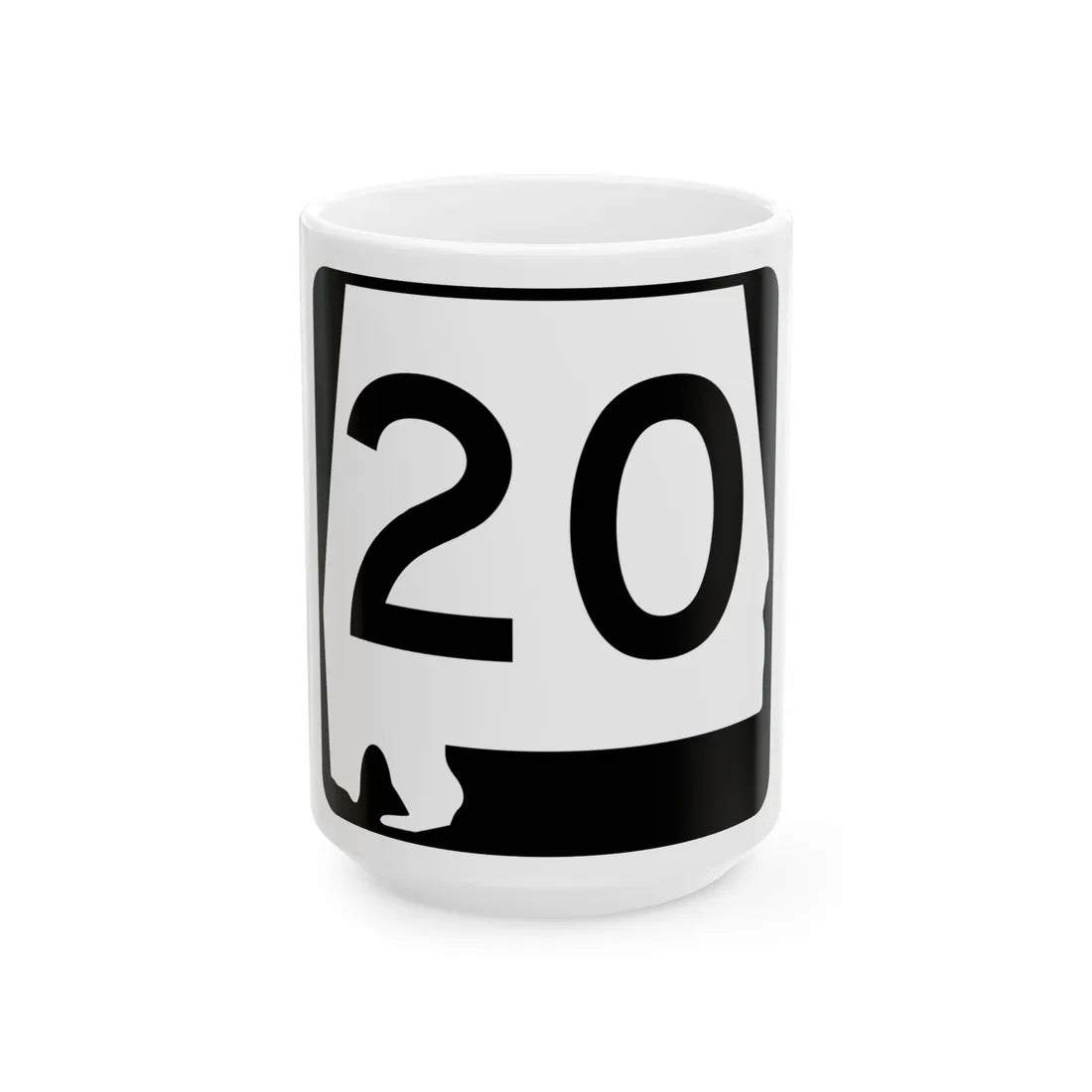 Alabama 20 (Alabama) (Road Sign) White Coffee Mug 15oz - Go Mug Yourself