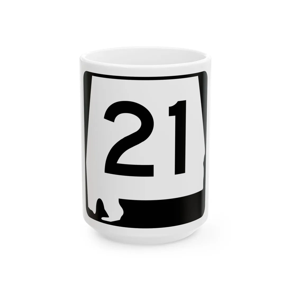 Alabama 21 (Alabama) (Road Sign) White Coffee Mug 15oz - Go Mug Yourself
