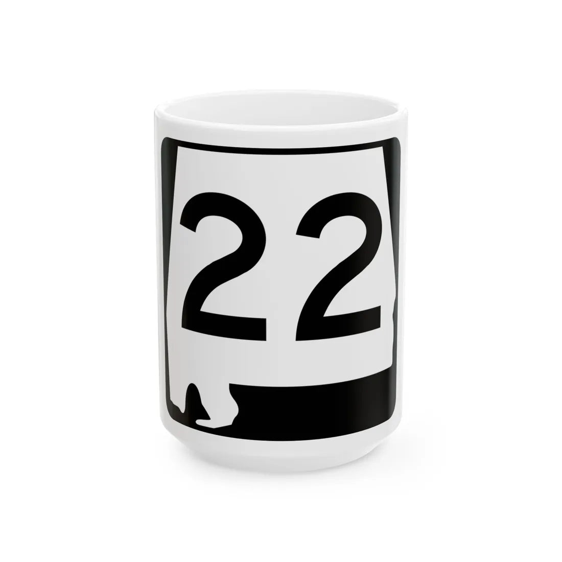 Alabama 22 (Alabama) (Road Sign) White Coffee Mug 15oz - Go Mug Yourself