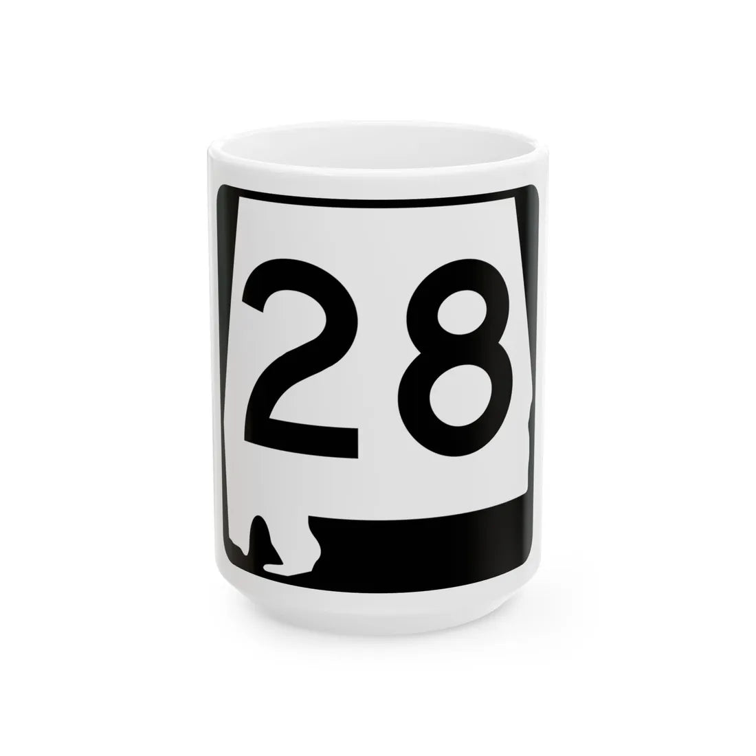 Alabama 28 (Alabama) (Road Sign) White Coffee Mug 15oz - Go Mug Yourself