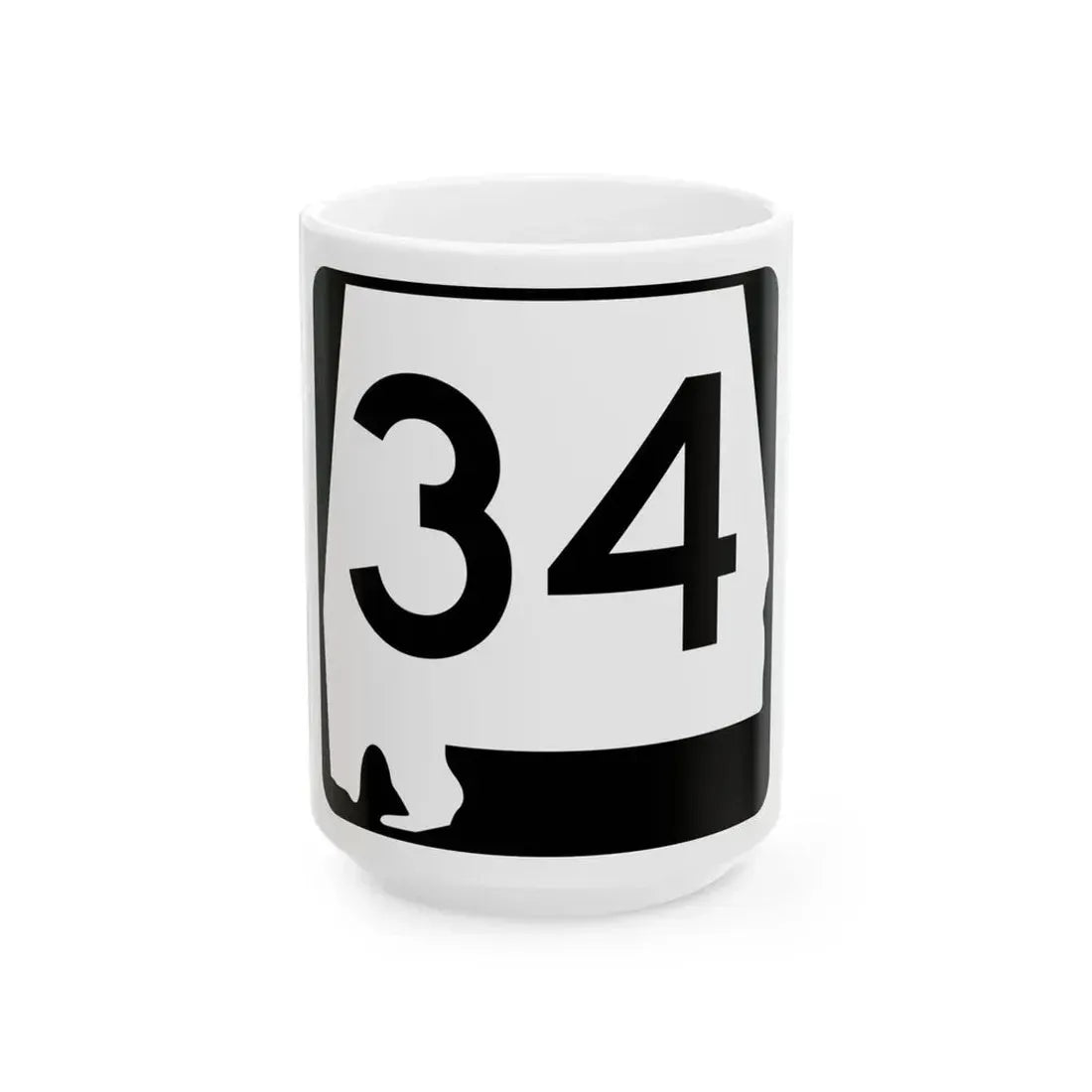 Alabama 34 (Alabama) (Road Sign) White Coffee Mug 15oz - Go Mug Yourself