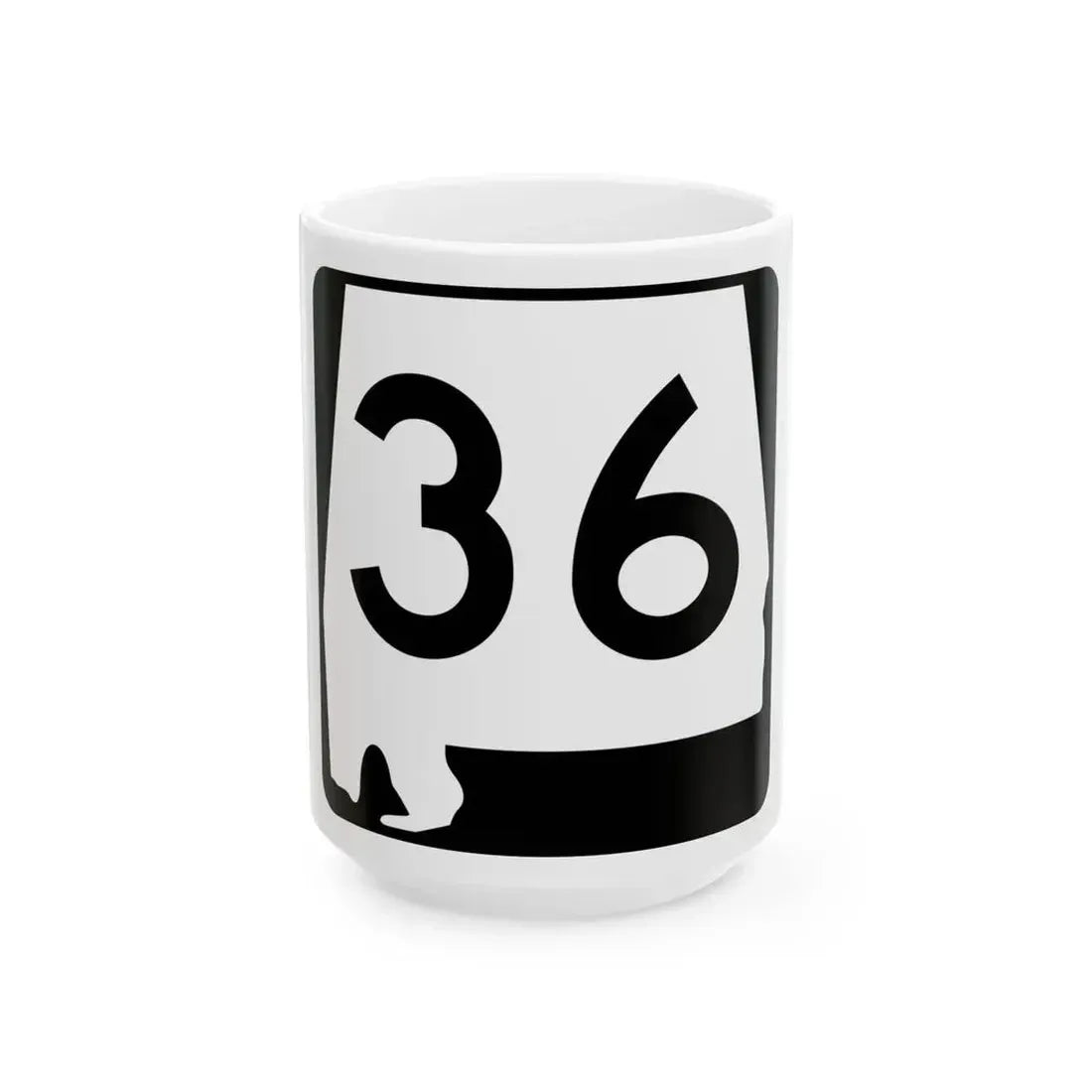 Alabama 36 (Alabama) (Road Sign) White Coffee Mug 15oz - Go Mug Yourself