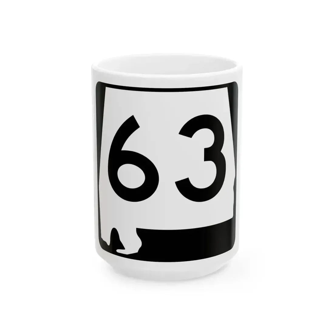 Alabama 63 (Alabama) (Road Sign) White Coffee Mug 15oz - Go Mug Yourself