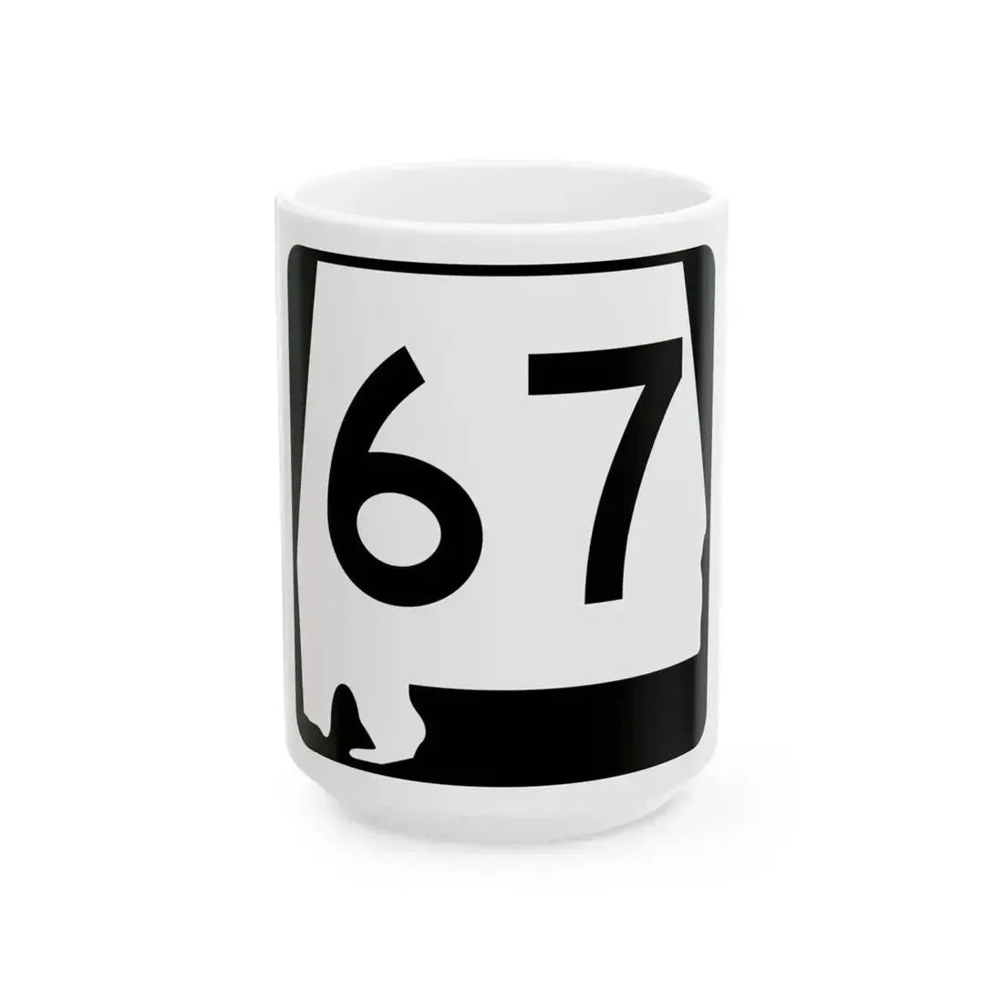 Alabama 67 (Alabama) (Road Sign) White Coffee Mug 15oz - Go Mug Yourself