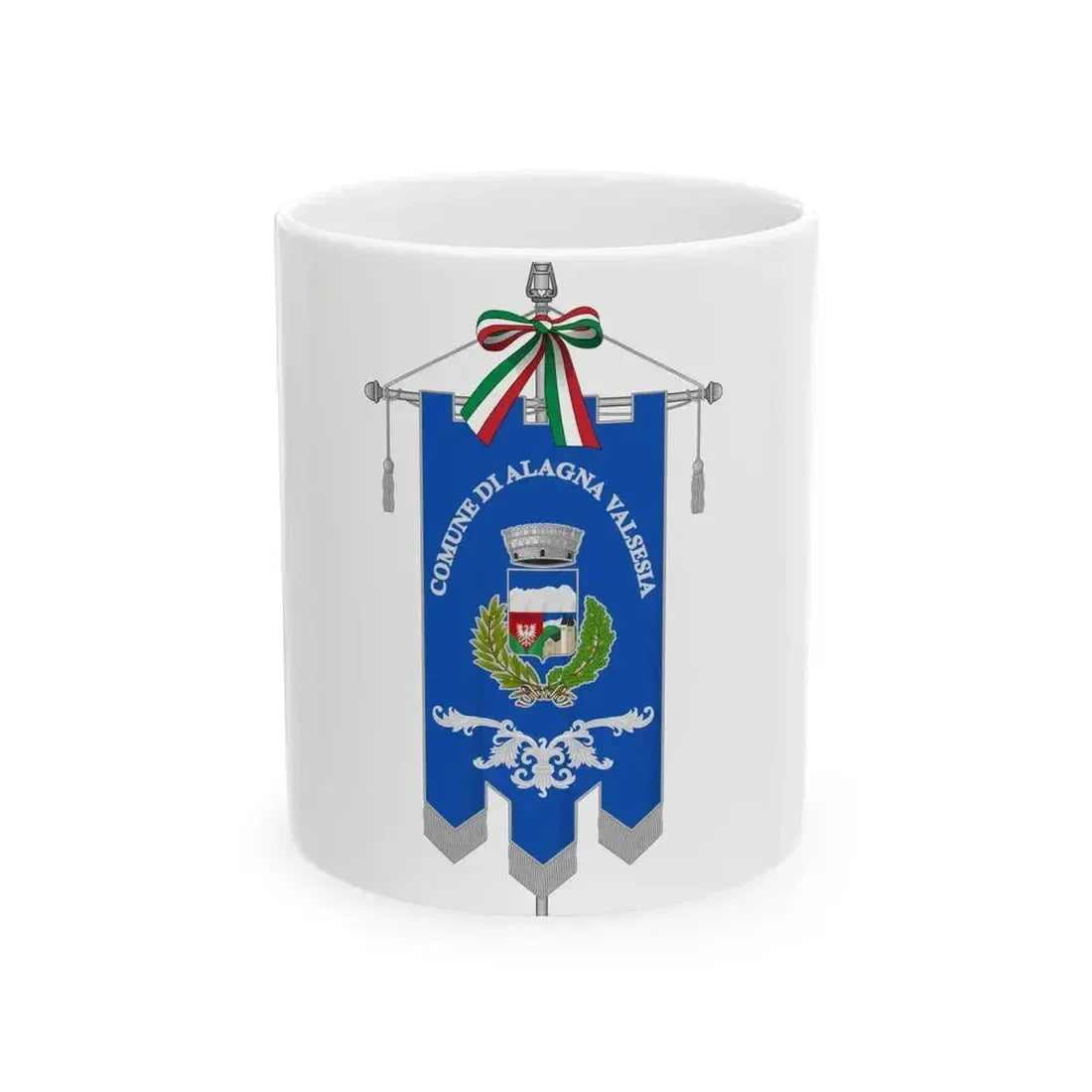 Alagna Valsesia-Gonfalone (Italy) White Coffee Mug 11oz - Go Mug Yourself