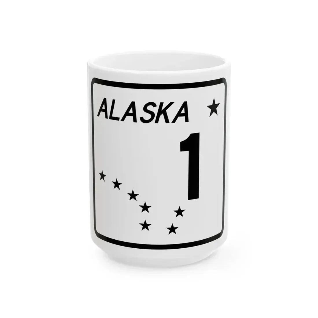 Alaska 1 shield (Alaska) (Road Sign) White Coffee Mug 15oz - Go Mug Yourself