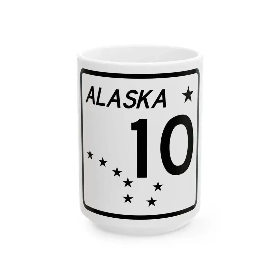 Alaska 10 shield (Alaska) (Road Sign) White Coffee Mug 15oz - Go Mug Yourself