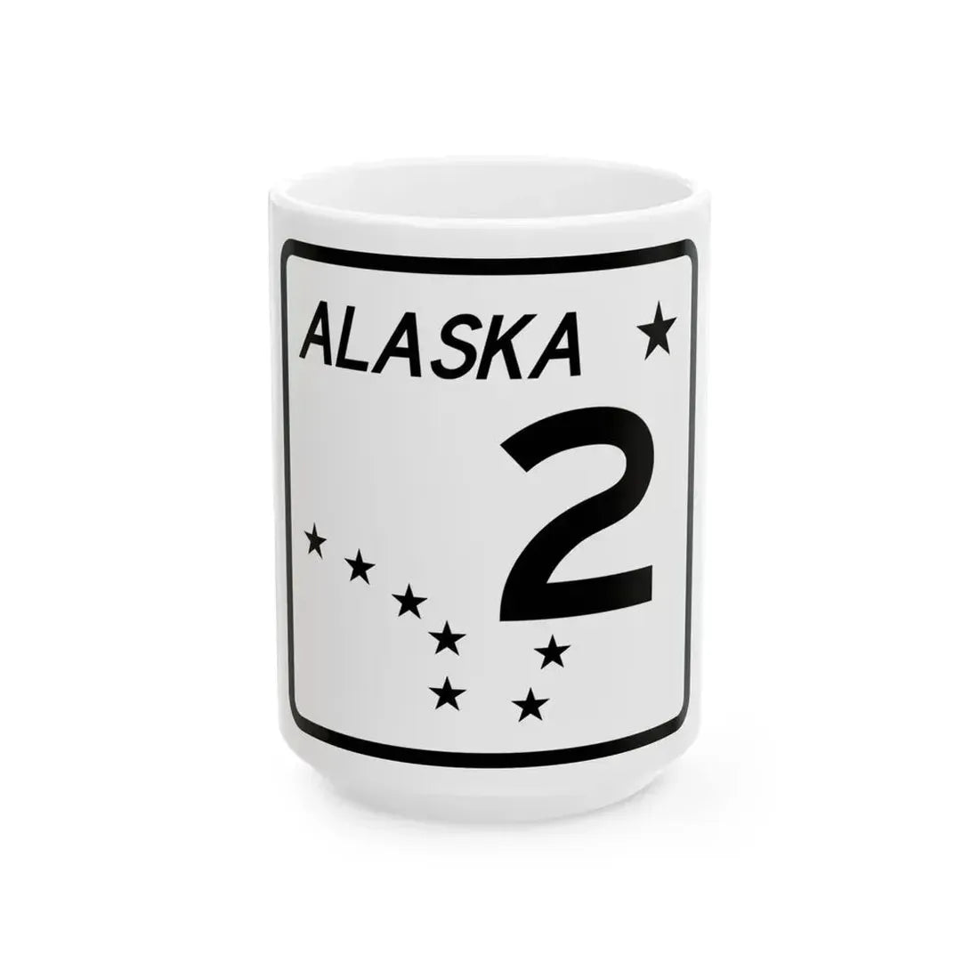 Alaska 2 shield (Alaska) (Road Sign) White Coffee Mug 15oz - Go Mug Yourself