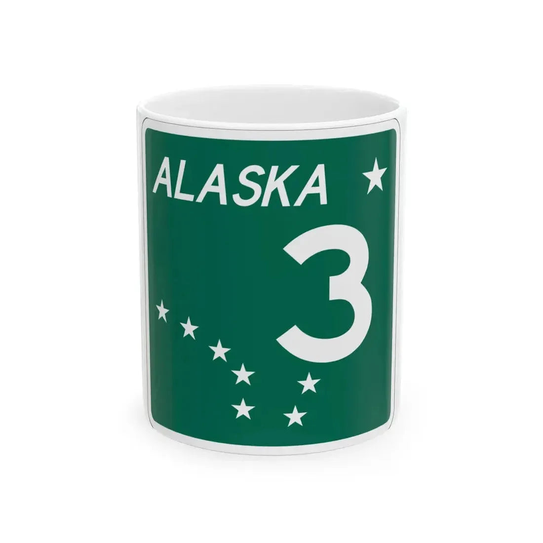 Alaska 3 Business shield (Alaska) (Road Sign) White Coffee Mug 11oz - Go Mug Yourself