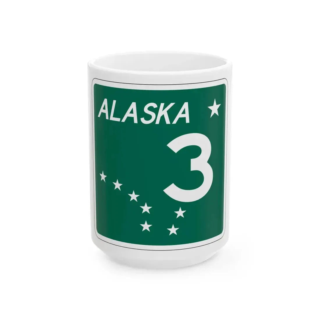 Alaska 3 Business shield (Alaska) (Road Sign) White Coffee Mug 15oz - Go Mug Yourself