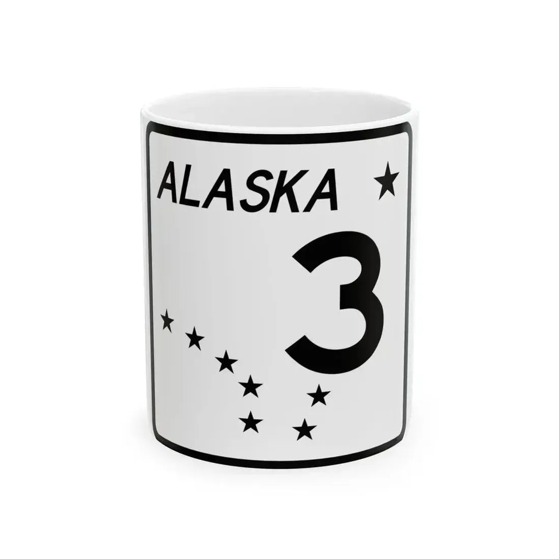 Alaska 3 shield (Alaska) (Road Sign) White Coffee Mug 11oz - Go Mug Yourself
