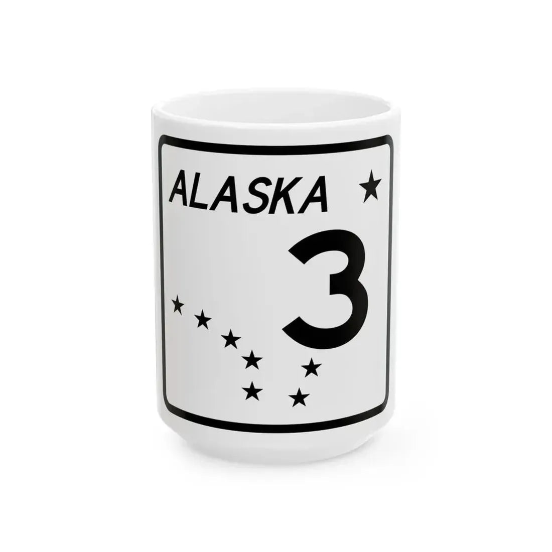 Alaska 3 shield (Alaska) (Road Sign) White Coffee Mug 15oz - Go Mug Yourself