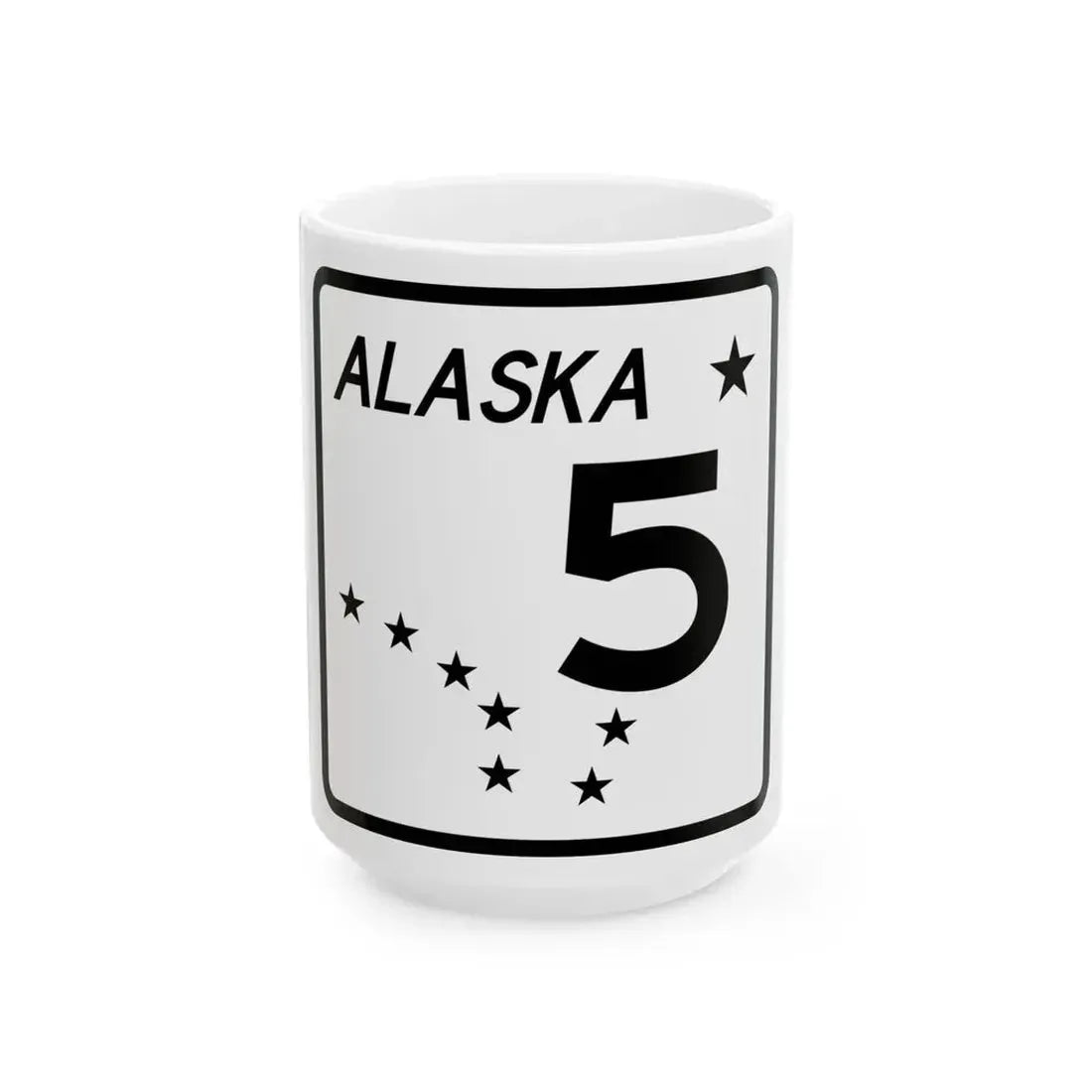 Alaska 5 shield (Alaska) (Road Sign) White Coffee Mug 15oz - Go Mug Yourself