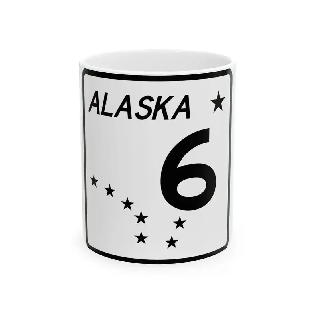 Alaska 6 shield (Alaska) (Road Sign) White Coffee Mug 11oz - Go Mug Yourself