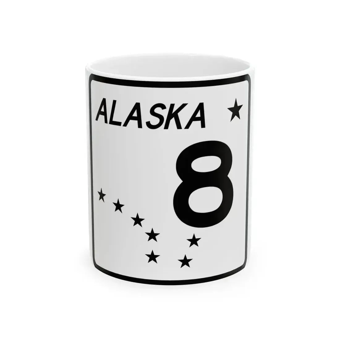 Alaska 8 shield (Alaska) (Road Sign) White Coffee Mug 11oz - Go Mug Yourself