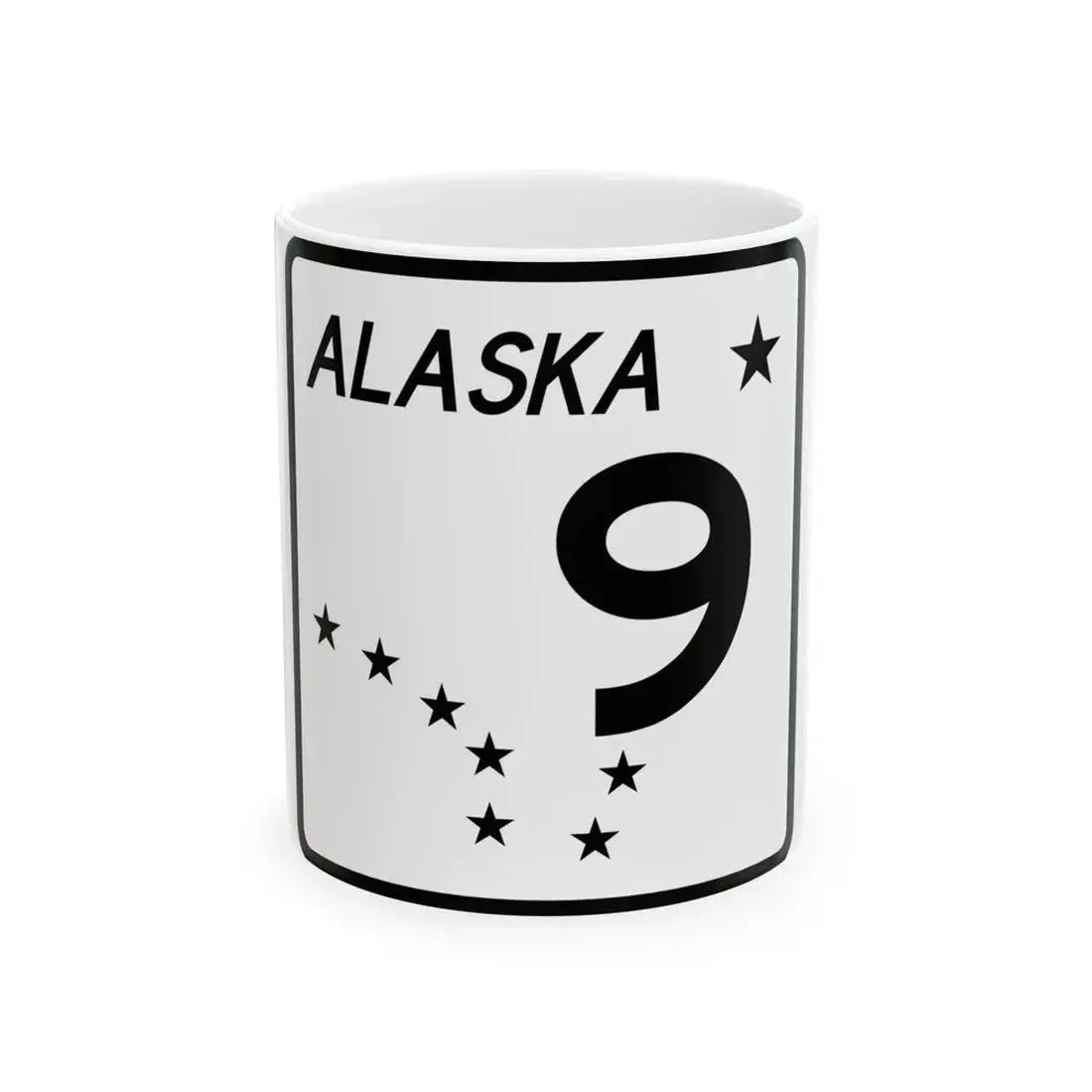 Alaska 9 shield (Alaska) (Road Sign) White Coffee Mug 11oz - Go Mug Yourself