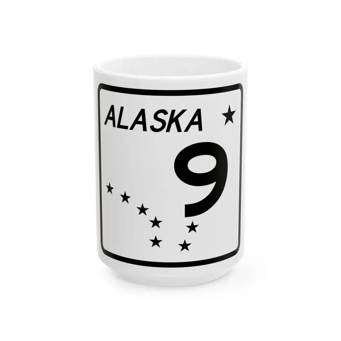 Alaska 9 shield (Alaska) (Road Sign) White Coffee Mug 15oz - Go Mug Yourself