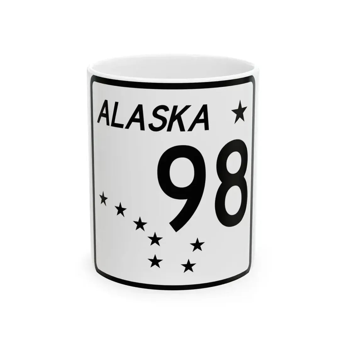 Alaska 98 shield (Alaska) (Road Sign) White Coffee Mug 11oz - Go Mug Yourself
