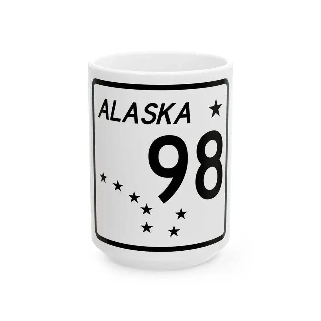 Alaska 98 shield (Alaska) (Road Sign) White Coffee Mug 15oz - Go Mug Yourself