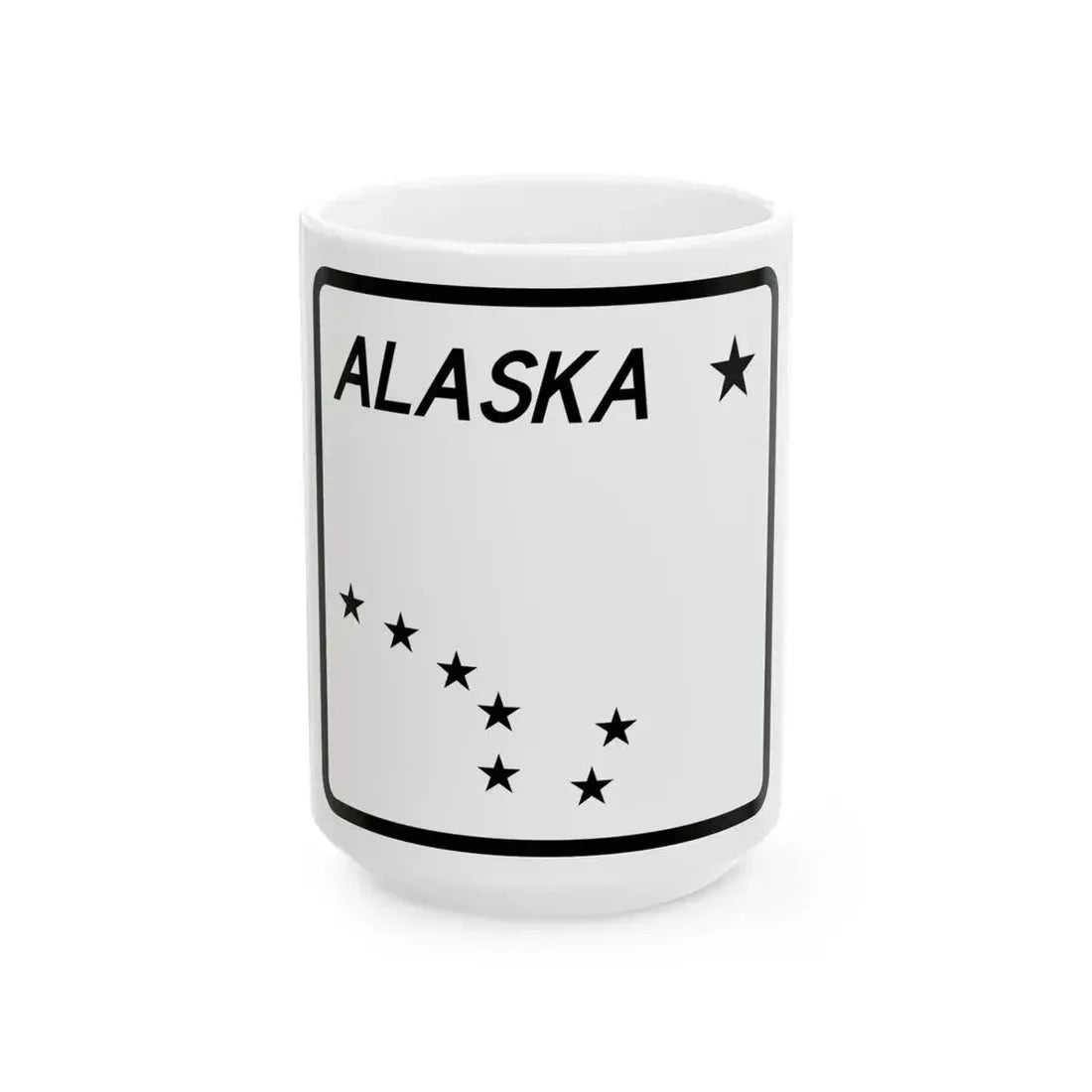 Alaska blank shield (Alaska) (Road Sign) White Coffee Mug 15oz - Go Mug Yourself