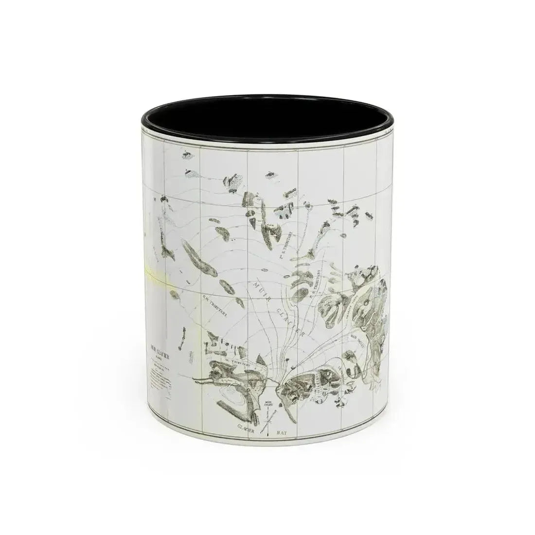 Alaska - Muir Glacier (1890) (Map) Accent Coffee Mug 11oz Black - Go Mug Yourself