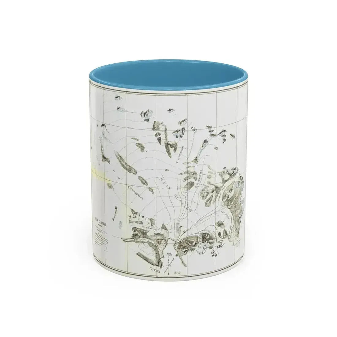 Alaska - Muir Glacier (1890) (Map) Accent Coffee Mug 11oz Light Blue - Go Mug Yourself